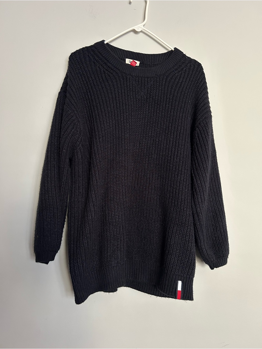 Women’s Tommy Jeans Black Ribbed Knit Crewneck Sweater Size L